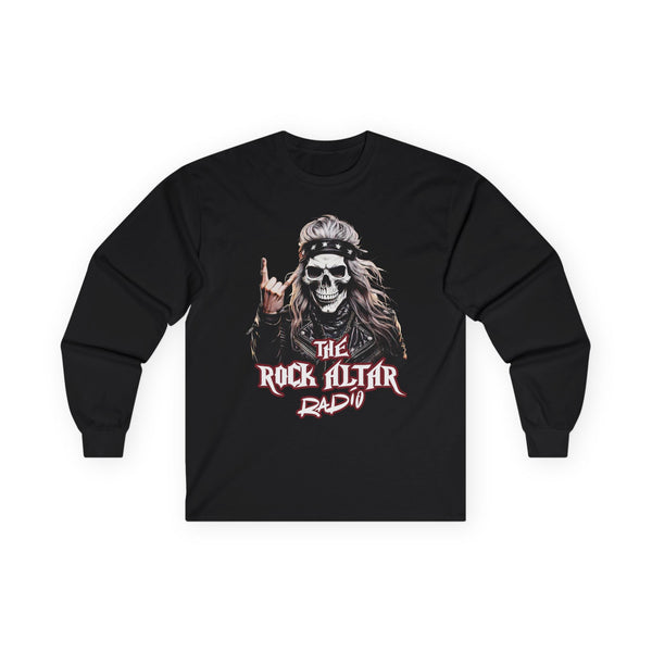 Unisex Long Sleeve Tee - The Rock Altar Radio Skull Design