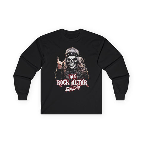 Unisex Long Sleeve Tee - The Rock Altar Radio Skull Design